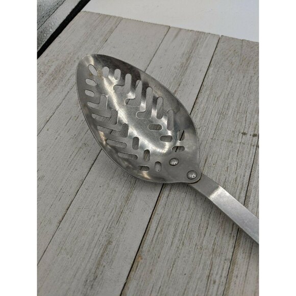 Star Stainless Serving Slotted Spoon  11 1/2" Vintage Black Handle - Picture 3 of 7